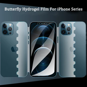 1-2vnt viso Kūno Drugelis Screen Protector, iPhone 14 13 12 11 Pro XS Max XR X Visišką Hidrogelio Filmas 