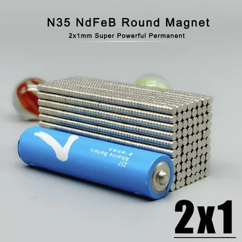 100~20000Pcs 2x1 Mažas Apvalus Magnetas 2*1 mm Neodimio Galingas Magnetinis 2x1mm Nuolatinis Stiprus NdFeB Magnetas 2*1 mini Disko magnetas