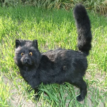 32X13x38CM juoda katė Modeliavimas gyvūnų 1:1 modelis nuolatinis katė,polietileno&kailiai, Dervos, rankdarbių,rekvizitai,dekoravimo, dovanų A796