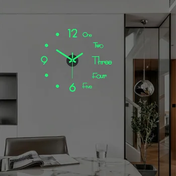 3D Sieninis Laikrodis Šviesos Frameless Sieniniai Laikrodžiai 