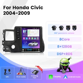 8+128G 2Din Android Automobilio Radijo Autoradio Honda Civic 8 2005-2011 Multimedijos Sistemos, Vaizdo Grotuvas Carplay GPS Audio Stereo BT