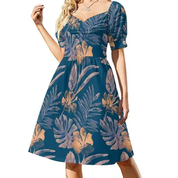 Atogrąžų Aukso Hibiscus Suknelė suknelės vasarą moteris 2023 paplūdimio suknelė Moterų suknelės