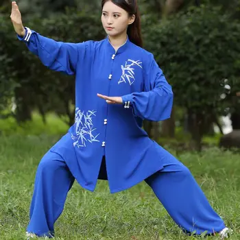 aukštos kokybės Moterų Pavasarį ir Rudenį dažai bambuko chi mokymo uniformas kung fu veiklos drabužius kovos menų wushu kostiumai