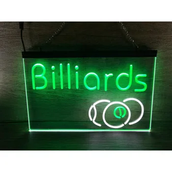 Biliardas 9 Ball Žaidimų Kambarys, Baseinas Snukerio Dekoro Vyras Urvas Dual Spalvos LED Neonas Pasirašyti 2 Spalvotas Ekranas