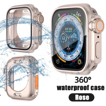 Ekrano Dangtelis Apple Watch 45/44mm 40/41mm Kietajame KOMPIUTERIO Priekyje & Galinis Bamperis vandeniui Atveju iwatch 9/8/7/6/5/4/SE Pakeisti Ultra 2