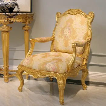 Europos deluxe medžio masyvo laisvalaikio kėdė sunkiosios pramonės raižyti aukso folija villa gyvenimo kambario, miegamasis viena kėdė