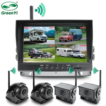 GreenYi HAINAUT Belaidžio 9 Colių 4 Kanalų Automobilių DVR Stovėjimo Monitorius su Reguliuojamo Galinio vaizdo Kamera, WiFi Sunkvežimis/Priekabos/Autobusas/Paėmimas