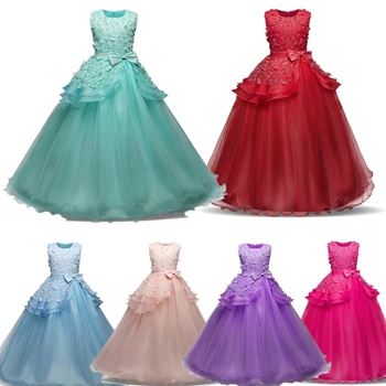 Gėlių mergaičių Suknelės Vestuvėms Paaugliams 6-14 Metų Gimtadienį Vaikai Suknelės Mergaitėms Šalies Kamuolys Suknelė Princesė Ilga Suknelė