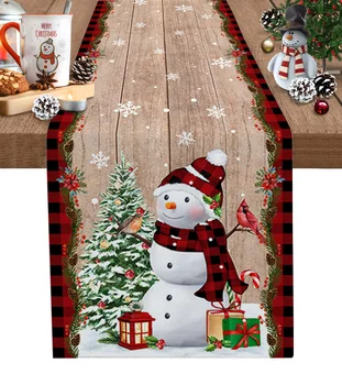 Kalėdų Sniego Snaigė Medienos Grūdų Stalo Runner Vestuvių Valgomojo Stalo Dekoracija Stalo Runner Kalėdų Pietų Stalo Staltiesė