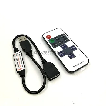 LED Mini USB 5V RF Wireless Controller Dimmer Nuotolinis Valdymas USB LED Eilutę ir Vienos Spalvos LED Juosta 5050 2835 5630