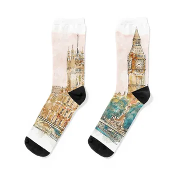 Londono miesto panoramos Kojines kalėdų kojinę žiemos dovanos, dovanos vyriškos Kojinės Prabanga Moterų
