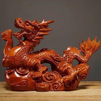 Mediniai Kinijos Fengshui Drakono Figūrėlė Statula Mini Metus Drakonas Dovana Kinų Zodiako Dragon Figūrėlės Medienos Ranka Raižyti