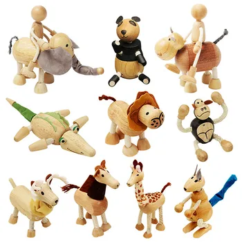 Medinių Gyvūnų Lėlės Modelis, Vaikų Žaislai Montessori Modeliavimas Tigras Žirafa Karvė Dramblys Modelis Dovana Švietimo Žaislas Vaikams