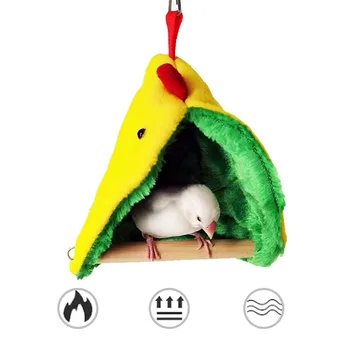 Mielas Pliušinis Paukštis Papūga Hamakas su Nuolatinio Stick Papūga Kabinti Lova Namas Žiemą Šiltas Narve Lizdą Priedai Paukščių Žaislas Oiseaux