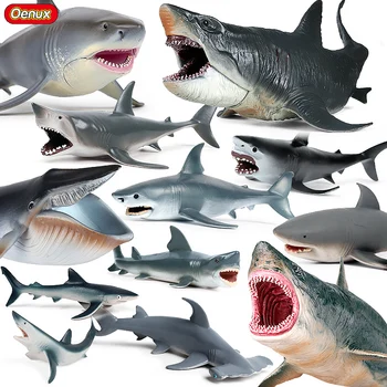 Oenux Vandenyno Jūros Gyvūnų Gyvenimo Ryklių, Delfinų Megalodon Beluga Bowhead Banginis Modelis Veiksmų Skaičiai Akvariumas Ankstyvojo Ugdymo Vaikų Žaislas