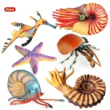 Oenux Vandenyno Jūrų Gyvūnų Atsiskyrėlis Krabų Žvaigždė Medūzos Nautiloidea figūrėlių, Sealife Modelį PVC ir Švietimo Vaikas Žaislai