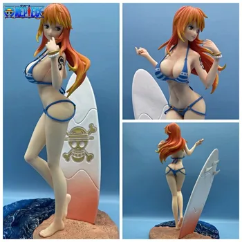 One Piece Anime Pav Nami Duomenys maudymosi kostiumėlį, Seksualus Bikini Paplūdimys Surf Mergina Statulėlės, 30cm Pvc Lėlės Modelio Surinkimo Statula Dovana Žaislas