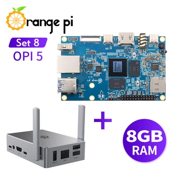Oranžinė Pi 5 8GB+Metalas Atveju, RK3588S PCIE Modulis Išorės WiFi+BT,SSD Vieno Kompiuterio Plėtros Taryba