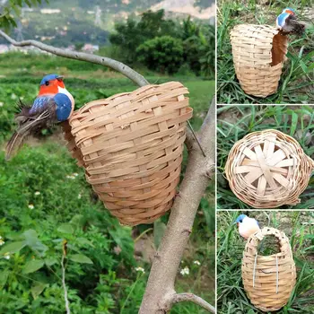 Pet Namas Labai Daugkartinio naudojimo su Kabliu Naminių Paukščių Bambuko Veisimo Lizdą Naminių Reikmenys Paukščių Veisimo Namas lizdavietes
