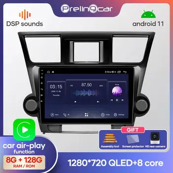 Prelingcar Android 10.0 NE DVD 2-Din Automobilio Radijo Multimedia Vaizdo Grotuvas, Navigacija, GPS Toyota Highlander 2007-2013 M. Octa-Core
