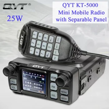 QYT KT-5000 Automobilių Radijas, Mini Mobilusis Kumpis Walkie Talkie 25W 10KM VHF UHF Dvigubos Juostos su Atskiriama Skydelis LCD Ekranas