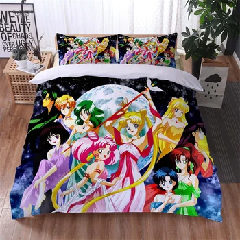 Sailor Moon Anime Modelio Apdailos 3d Skaitmeninio Spausdinimo Patalynės Komplektas, Miegamojo Antklodė Padengti Užvalkalas Namų Tekstilė