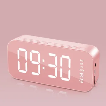 Skaitmeninis Laikrodis-Žadintuvas Elektros Kartų Rodyti Prietaisų Įkrovimo Daugiafunkcinis Belaidis Garsiakalbis Stalo Laikrodžiai rožinė