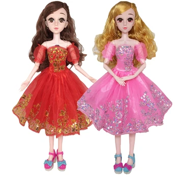 Sluoksniuotos Rankovėmis Suknelė 60cm Lėlės Princesė Suknelė su China Rožinės spalvos Drabužius 1/3 Lėlė Saldus Reikmenys, Žaislai Mergaitėms