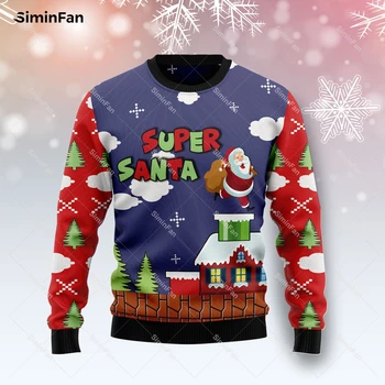 Super Santa Claus ir Kalėdų Dovana 3D Atspausdintas Mens Puloveriai Atsitiktinis Marškinėlius ilgomis Rankovėmis Marškinėliai Kailis Unisex Outwear Streetwear
