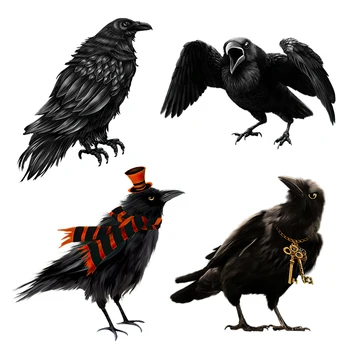 Trys Ratels QCF173 Vertus, dažytos juoda varna asmeninį paukščių lipdukai ir etiketes Papuošalų už namų sienų lipdukai