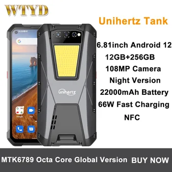 Unihertz Bakas Tvirtas Telefonas 108MP Kamera Naktinio Versija 12 GB 256 GB mobiliųjų Telefonų 22000mAh Tešlą IP68 MTK6789 Octa Core NFC Išmanųjį telefoną
