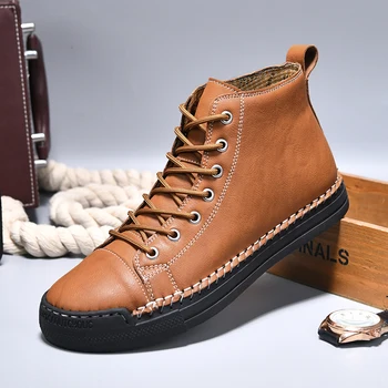 Vyrų odos high-top derliaus krovinių batai yra patogus ir universalus su minkštais padais atsitiktinis ir patvarus Britų martin batai