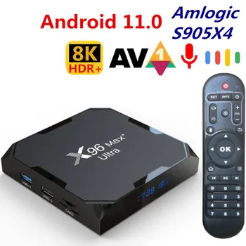 X96 Max Plus Ultra Android11 Smart TV Box Amlogic S905X4 4G-32G/64G 2.4 G&G 5.0 Dual WIFI USB3.0 8K HD (Set-Top Box x96 max+ ultra
