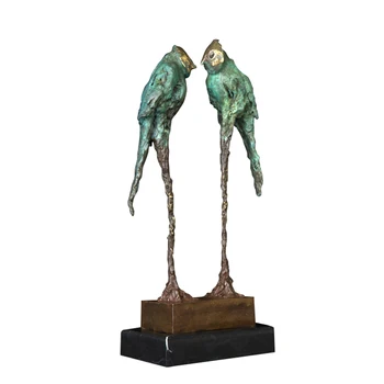 ZC-206 Abstrakčiai Bronzos Pora Papūgos Skulptūra Žalia meilės paukščių Gyvūnų Metalo Amatų Statulėlės Vestuvių dovanos dekoras