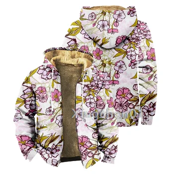Çiçek baskılı kapüşonlu svetşört tişörtü kış rahat uzun kollu artı kadife ceket